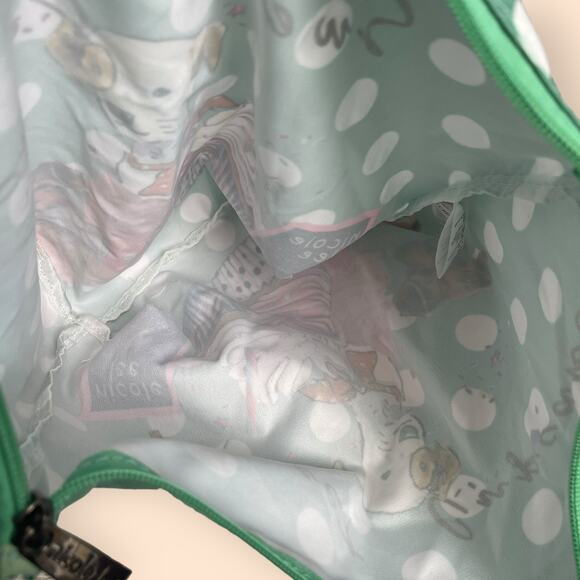 Nicole Lee Sweet Cupcake Tote Removable Interior Bag Coral Green Dogs Puppies - Picture 9 of 16